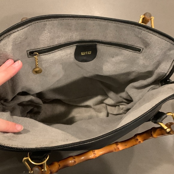 Gucci black leather and bamboo handle purse bag. Date code is in photos. - Picture 3 of 10